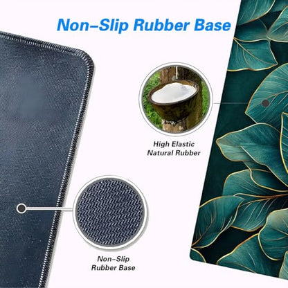 Leaf Desk Mat Teal Gold Tropical Botanical Abstract Luxury Mousepad XL Large Gaming Mouse Pad Laptop Keyboard Mat Desk Pad Ideal for Office, Home, or Remote Work 31.5x11.8 Inch - color: Leaf