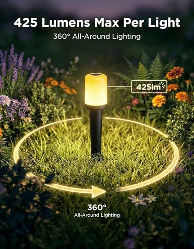Govee Outdoor Cylinder Pathway Lights, 8 Pack, 425lumens, IP67 Waterproof | 60+ Preset Scene Modes, Outdoor Decor for Path, Patio, Garden, Lawn, Compatible with Alexa, Google Assistant, Matter