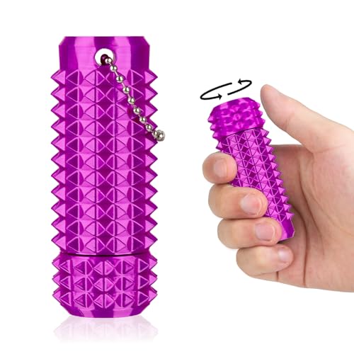 Little Ouchies Pain Stim Fidget Toy, 3D Printed Pocket Spiky Keychain with Clicker Button Spinner Sensory Toys for Anxiety Focus & Stress Reduction Novelty Gifts(Rotate Purple) - color: Rotate Purple