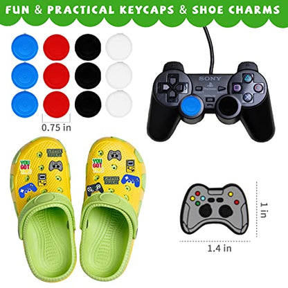Bluegogo 146 Pcs Video Game Party Favors: VIP Passes Keychains Tattoo Stickers Shoe Charms Button Caps Bags for Gaming Party Favors - style: Game Favors