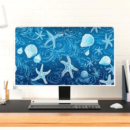 Blue Starfish Shell Waterproof TV Cover 40, 41, 42，43 Inch Marine Weatherproof Television Screen Covers Sleeve Compatible with PC Desktop and TVs LED LCD OLED Anti-Static Dustproof Protective - color: blue, size: 40-43 Inch for tv cover