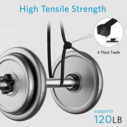Zip Ties 12 inch Heavy Duty Zip Ties with 120 Pounds Tensile Strength, Black Cable Ties, 100 Pieces,by Karoka - size: 12" 120lb (100 Pack)