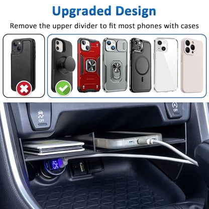 Console Organizer for Phones with Cases Compatible with 2019-2025 Toyota RAV4 & RAV 4 Prime Accessories, Center Console Tray Divider Without Upper Partition Enough Space for Storage Items ABS Material