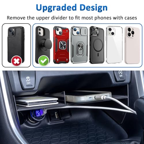 Console Organizer for Phones with Cases Compatible with 2019-2025 Toyota RAV4 & RAV 4 Prime Accessories, Center Console Tray Divider Without Upper Partition Enough Space for Storage Items ABS Material
