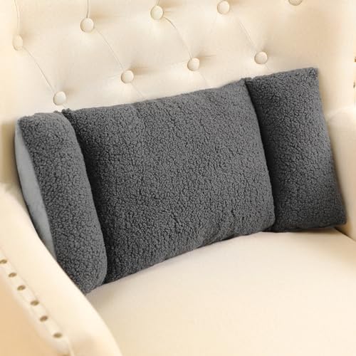 Queekay Fleece Lumbar Support Pillow 3 Section Back Pillow Office Chair for Back Support Comfortable Lumbar Cushion for Car Seat Pain Relief Sofa Rest(Dark Gray) - color: Dark Gray