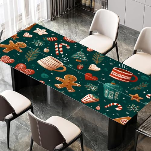 Cozy Christmas Food Desktop Sticker 39.37x23.62In, Gingerbread Hot Cocoa Desk Decal, Easy Clean Table Surface Sticker, Warm Holiday Home Decor - color: Colorful208