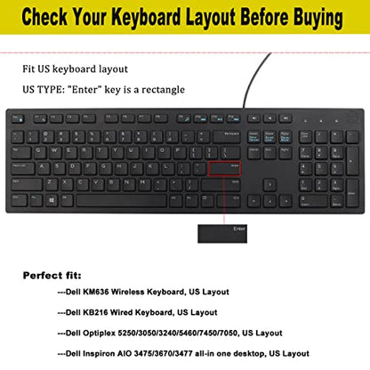 Keyboard Cover with Large Letters for Dell KB216 KB216p KB216d KM636 Keyboard/Dell Optiplex 5250 3050 3240 5460 7450 7050 /Dell Inspiron Desktop 24" 27" 5400 5490 7700 7790 3475 3670 3477 - color: Large Letters Black