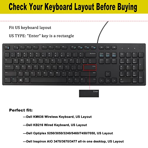 Keyboard Cover with Large Letters for Dell KB216 KB216p KB216d KM636 Keyboard/Dell Optiplex 5250 3050 3240 5460 7450 7050 /Dell Inspiron Desktop 24" 27" 5400 5490 7700 7790 3475 3670 3477 - color: Large Letters Black