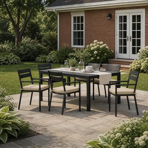 Outdoor Chair Cushions, Fade-Resistant & Water-Resistant, D Shaped Patio Furniture Seat Chair Pads Replacement with Ties, Non-Slip Bottom, Removable Cover, Set of 2, 17 x 16 Inch, Natural - color: Natural, size: 17" x 16" 2 Pack