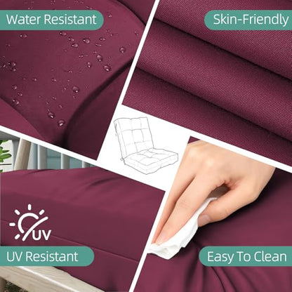 Outdoor Chair Cushions Set of 2, 42x21x4 Inch Patio Cushion for Dining/Rocking Chairs, High Back Soft Seat Pad with Ties, Indoor Outside Use, Fade-Resistant & Waterproof, Burgundy - color: Burgundy