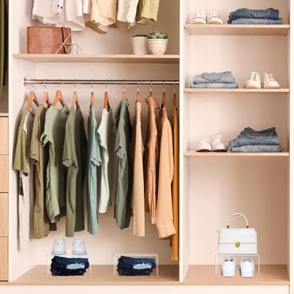 RattanView 2 Pcs 9 x 9 Inch Large Acrylic Risers Display Stands 5 mm Thick Acrylic Shelf Riser Showcase for Collectibles Jewelry Cupcakes Food Figures Perfume Cabinet (Clear) - color: Clear, size: 9 x 9 Inch, 5 mm
