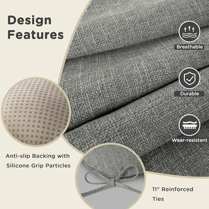 AddGrace Chair Cushions for Dining Chairs Set of 1 Kitchen Seat Cushions with Ties and Non Slip Backing Tufted Indoor Seat Pad for Kitchen Dining Room 18" x 17" x 3" Light Grey - color: Light Grey