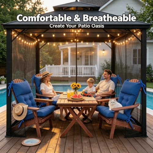 QILLOWAY Outdoor Rocking Chair Cushions Set of 2, 100% Polyester Waterproof Patio Rocking Chair Cushion, High Back Weatherproof Chair Pad for Adirondack & Outdoor Furniture, Royal Blue - color: Royal Blue