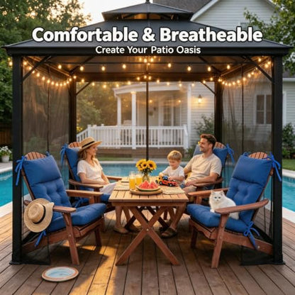 QILLOWAY Outdoor Rocking Chair Cushions Set of 2, 100% Polyester Waterproof Patio Rocking Chair Cushion, High Back Weatherproof Chair Pad for Adirondack & Outdoor Furniture, Royal Blue - color: Royal Blue