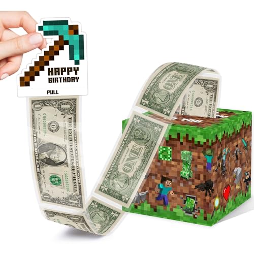 Surprise Money Box Gift Pull for Game Lover- Happy Birthday Money Box for Cash Gift Set Included Happy Birthday Card and 35Pcs Transparent Bags, Fun Birthday Gift for Women Men - color: Color 005