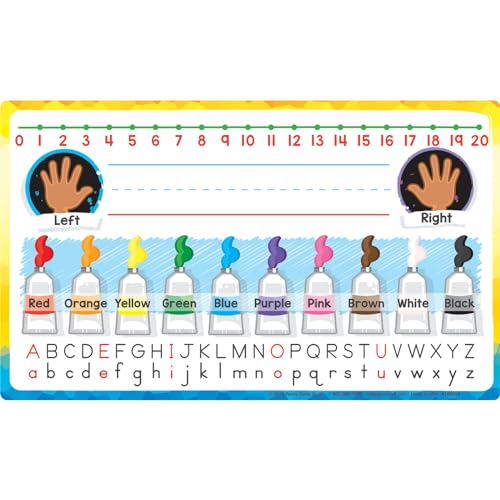 Really Good Stuff 24PK Primary Self-Adhesive Vinyl On-The-Go Reference Nameplate with a Left and Right Directions, an Alphabet, Colors, Number Line - color: Mini