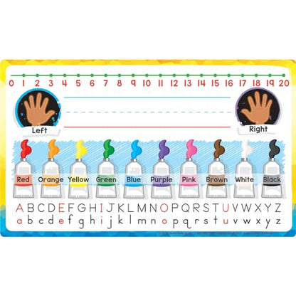 Really Good Stuff 24PK Primary Self-Adhesive Vinyl On-The-Go Reference Nameplate with a Left and Right Directions, an Alphabet, Colors, Number Line - color: Mini