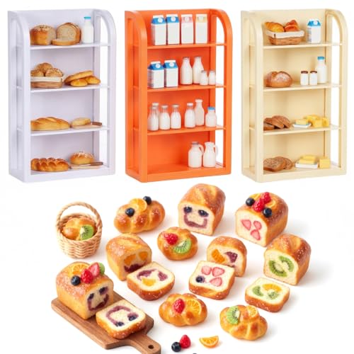 3Pcs Miniature Supermarket Shelves 4 Layers Shelf Display Rack Furniture Mode Dollhouse Bookshelf Doll House Store Storage Bookshelf Accessories for Displaying Mini Books Cosplay Party - color: Color 2