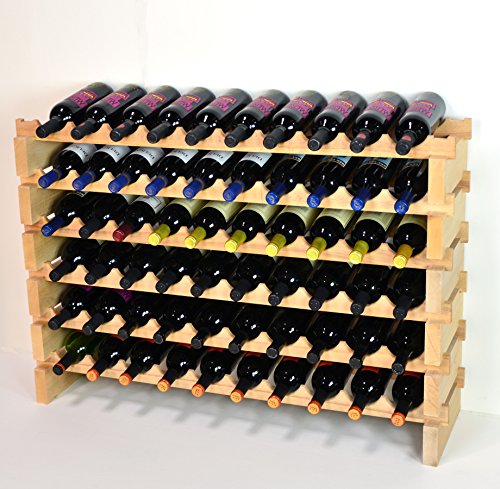 sfDisplay.com,LLC. Modular Wine Rack Beechwood 40-120 Bottle Capacity 10 Bottles Across up to 12 Rows Newest Improved Model (60 Bottles - 6 Rows) - size: 60 Bottles - 6 Rows
