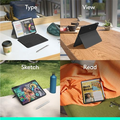Logitech Combo Touch iPad Air 11-inch (M2, M3 & M4), iPad Air (5th gen) Keyboard Case - Detachable Backlit Keyboard with Kickstand - Midnight Black