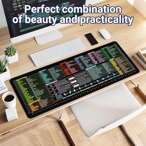 Excel Cheat Sheet Desk Pad 31.5x11.8 - Waterproof Mouse Pad with Inch Scale,Contain 9 Major Excel Function Module and Common Function,Large XL Excelpad Cheat Sheet Desk Mat for Keyboard and Mouse - color: Excel