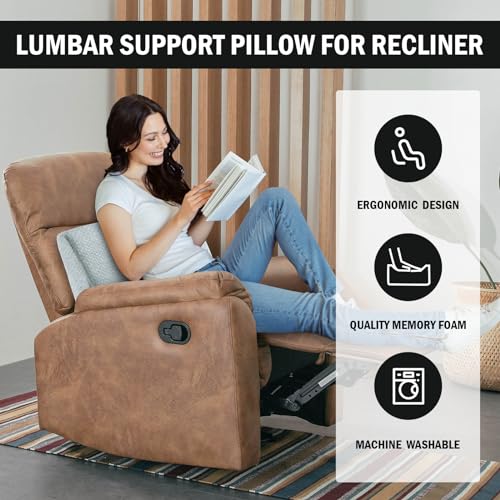 HOMBYS Lumbar Support Pillow for Recliner Chair, Memory Foam Back Support Cushion for Elderly,Extra Large Lumbar Support Pillow,Thick Backrest for Home Reading (Light Grey, 20“x13.5"x5") - color: Light Grey, size: 20“x13.5"x5"