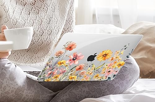 DONGKE Compatible with MacBook Air 13 inch Case 2021 2020 2019 2018 Release A2337 M1 A2179 A1932 with Retina Display Touch ID, Plastic Hard Shell & Keyboard Cover - Color Daisy - color: Color Daisy X811
