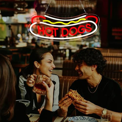 23.6"x9.4" Large Size Hot Dogs Neon Signs for Business，Neon Lights for HOT DOGS Shop Led Business Signs Suitable for Fast Food shops Christmas Birthday Party Gift - style: hot dogs
