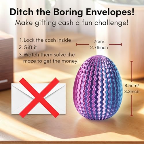 Maze Puzzle Box for Cash Gift, Money Holder Gift Box | Maze puzzle, hidden cash compartment, money gift, birthday anniversary, brain teaser, surprise holder gift for teens & adults - color: Red-blue