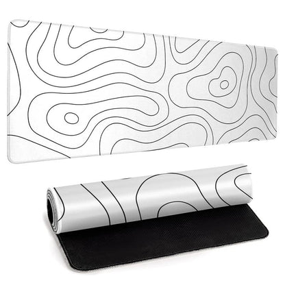 White Large Gaming Mouse Pad Desk Pad Topographic Map Big Keyboard Mat 31.5x11.8inch Computer Mousepad with Stitched Edge Non-Slip Rubber Base - color: White Topographic Map
