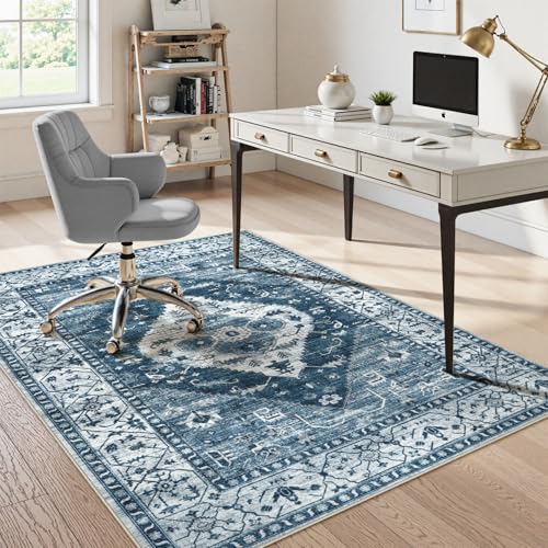 Anidaroel 5x7 Chair Mat for Hardwood Floor, Desk Mat for Chair, Office Floor Mat, Anti-Slip Rolling Chair Mat for Hardwood, Low Pile Carpet Protector Floor Mat, Blue - color: Blue, size: 5'x7'