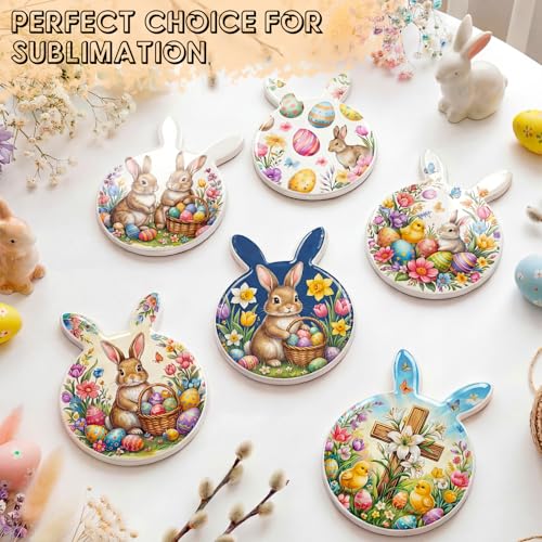 24 Pieces Sublimation Coasters, GOH DODD Glossy Ceramic Tiles Glazed Blanks with Cork Bacings for Easter DIY Alcohol Ink Painting Housewarming Gifts Wedding Arts Crafts, 4 Inch, White, Bunny Rabbit - size: 4 Inch-24 Pieces-Bunny