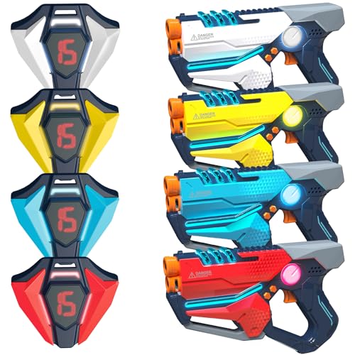 Laser Tag Set of 4, Laser Tag Gun with Vest for Teens and Adults Boys & Girls, Cool Teenage Lazer Group Activity, Birthday for Kids Ages 6 7 8 9 10 11 12+Year Old - size: 4 Pack