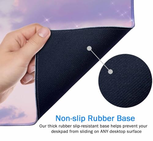 Gaming Mouse Pad, XXL Extended Computer Keyboard Long Mouse Mat, Large Desk Pad for Office Laptop, Non-Slip Rubber Base with Stitched Edge Mousepad, 31.5X15.7 inch Purple Cloud - color: Purple Cloud, size: 31.5L x 15.7W inches