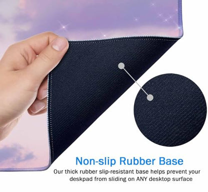 Gaming Mouse Pad, XXL Extended Computer Keyboard Long Mouse Mat, Large Desk Pad for Office Laptop, Non-Slip Rubber Base with Stitched Edge Mousepad, 31.5X15.7 inch Purple Cloud - color: Purple Cloud, size: 31.5L x 15.7W inches