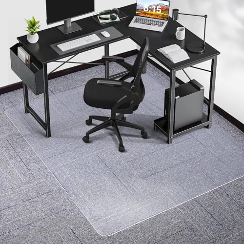 Chair Mat for Carpet, SALLOUS 46" x 60" Office Chair Mat for Carpeted Floors, Heavy Duty Vinyl Floor Mat with Grips, Floor Protector Computer Desk Mat for Home Office (Clear, Rectangular) - color: Clear (for Carpet), size: 46" x 60" (for carpet)