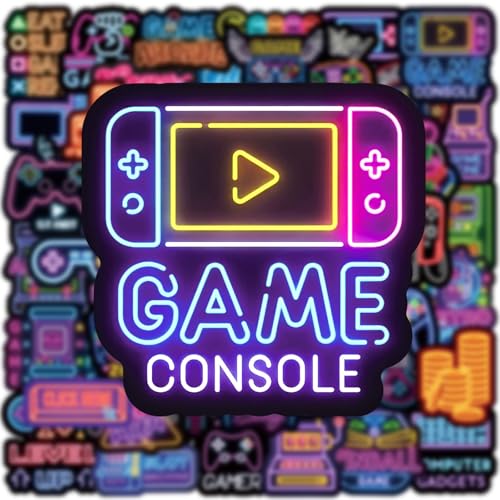 50Pcs Neon Game Stickers, Video Game Stickers, Gamer Waterproof Vinyl Decals for Laptop, Water Bottle, Skateboard, Gamer Decor, Party Favors Gifts - style: Neon Game Stickers