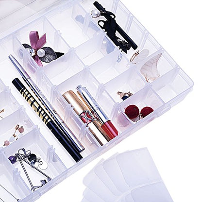 Gospire 36 Grids Clear Plastic Jewelry Box Organizer Storage Container with Removable Dividers (36 Grids - Clear) - color: Clear-36 Grids