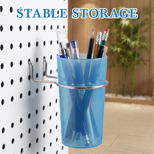 Angoily 10Pcs Pegboard Hooks Cup Holder Rings for Organizer 2.5" W Metal J Shape Accessories Fit 6mm Hole Wall Board Craft Room Garage Bin Display Storage, Silver - size: 9X7CM