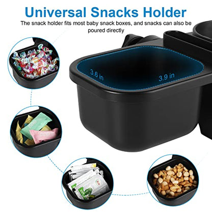 Accmor Stroller Cup Holder with Tray, Universal Cup Holder Tray for Uppababy Nuna Doona Strollers, Bottle Drinks Holder for Stroller, Wheelchair, Walker - style: Tray-3 in-1-Black