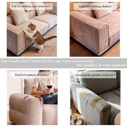 Couch Arm Covers for Sofa, Armrest Armchair Covers Stretch Recliner Chair Slipcovers, Set of 2 (Camel, Large) - color: Camel