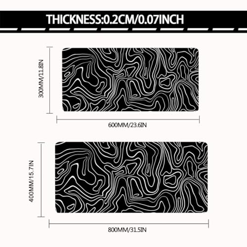 Rcege Large Mouse Pad for Desk - Gaming Mouse Pad with Stitched Edges, Anti-Slip Base for Keyboard and Mouse (Topographic Line,23.6x11.8 inch) - color: Topographic Line, size: 23.6L x 11.8W inches