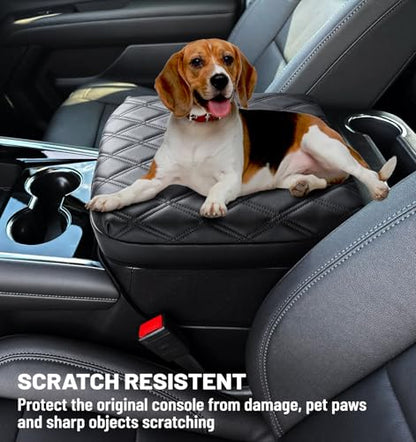 Center Console Armrest Cover for Chevy Chevrolet Silverado/GMC Sierra 2019-2026, Tahoe & Suburban & Yukon 2021-2026, PU Leather Middle Console Cover Protector Pad, Truck Interior Accessories - style: Bucket Seat 2019+