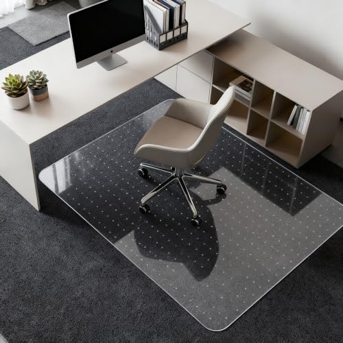 Kuyal Desk Chair Mat for Carpet, 30'' x 48'' Rectangle Transparent Mats for Chairs Good for Desks, Office and Home, Easy Glide, Protects Floors for Low and No Pile Carpeted Floors - size: 30"x48" for Carpet