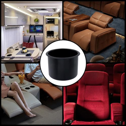 Dnyta 4 Pcs 3.8" x 2.6" Black Plastic Cup Holder Insert Medium Car Seat, Cup Holder Sofa Insert Replacement for Sofa, Boat, Truck, Car, Recliner - color: 4pcs, Black, size: 3.8" x 2.6", Bottom U-shaped groove