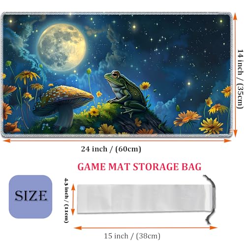 MTG Playmat, Smooth Surface Game Play Pad MTG TCG 24 x 14 inch with Storage Bag, Non-Slip Mouse Pad Card Fighting Game, Frog Mushroom - color: Frog Mushroom