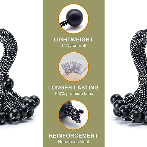 30 Pack Ball Bungee Cord, 11 Inch Heavy Duty Bungie Cord Balls Canopy Tarp Tie Down Bungee Balls for Camping, Tents, Cargo,Holding Wire and Hoses, Patio Umbrellas, Awning (Black/White) - color: Black/White, size: 11 Inch