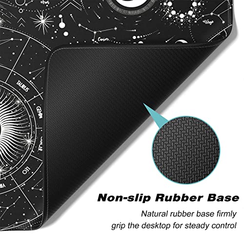 Extended Gaming Mouse Pad, XXL Large Desk Pad 30 x 14 Inch, Big Computer Keyboard Mousepad, Waterproof Mouse Mat with Stitched Edges and Non-Slip Base for Women Office Gaming, Sun Moon - color: Sun Moon