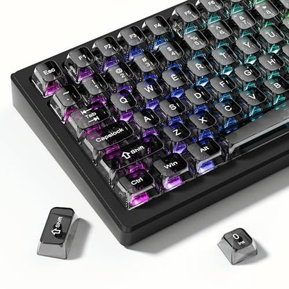 dagaladoo Clear keycaps,Transparent Keyboard keycaps,Jelly Key caps Set,Shine Through keycap,MDA Profile Keyboard caps for Mx Switches Mechanical Keyboard(Black Grey,115-keys) - color: Black Grey