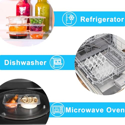 Pure Future 20-Pack Reusable Snack Containers with Lids, 2-Compartment Snackle Box Container for Meal Prep, Portion Control Snack Pack for Office, Travel & Gym, Microwave Safe (40 Pcs)